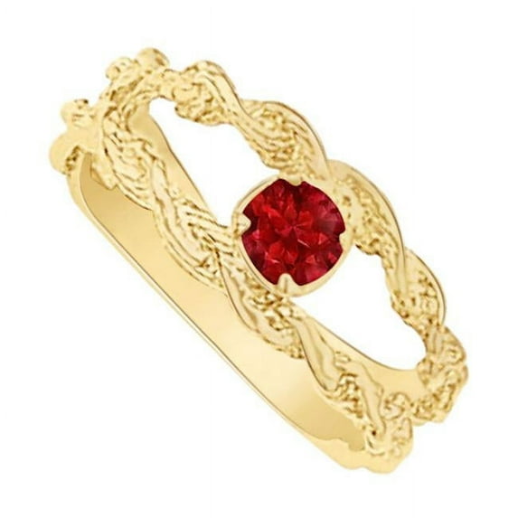 Pretty Ruby Wide Split Shank Mother Ring in Yellow Gold Vermeil