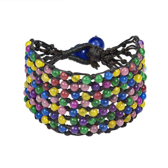 Pretty Seven Row Multi Stone Net Toggle Bracelet