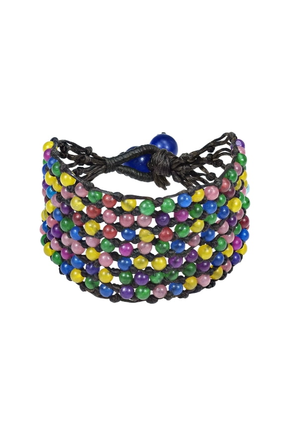 Pretty Seven Row Multi Stone Net Toggle Bracelet