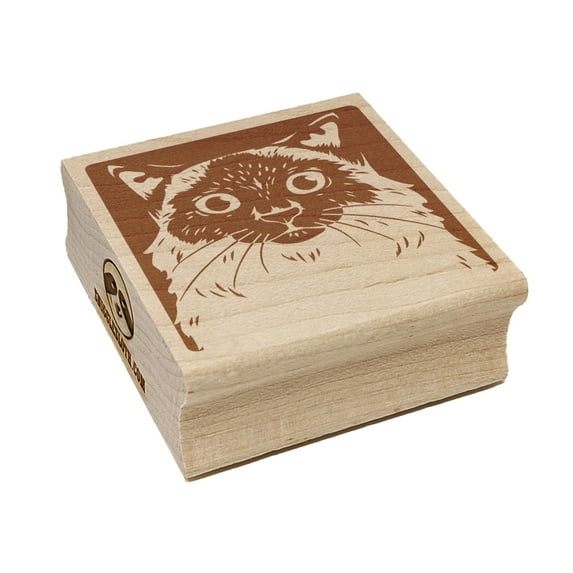 Pretty Siamese Cat Square Rubber Stamp Stamping Scrapbooking Crafting - Large 2.75in