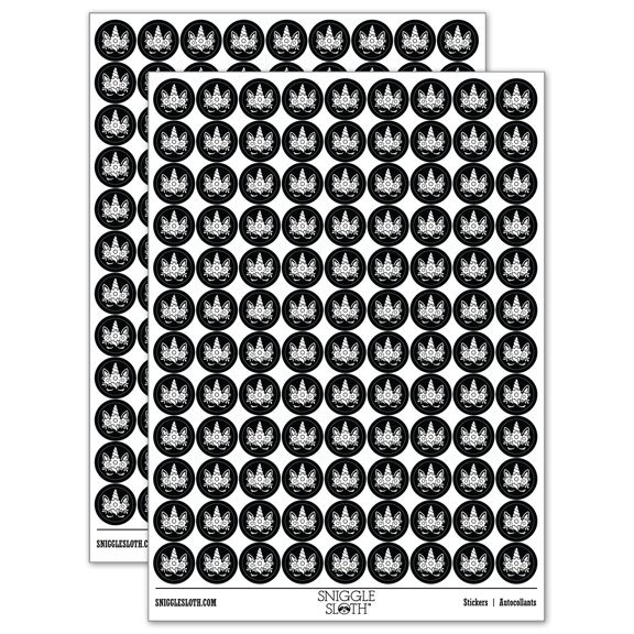 Pretty Sleepy Unicorn Face 200+ Round Stickers - Black - Matte Finish - 0.50" Size
