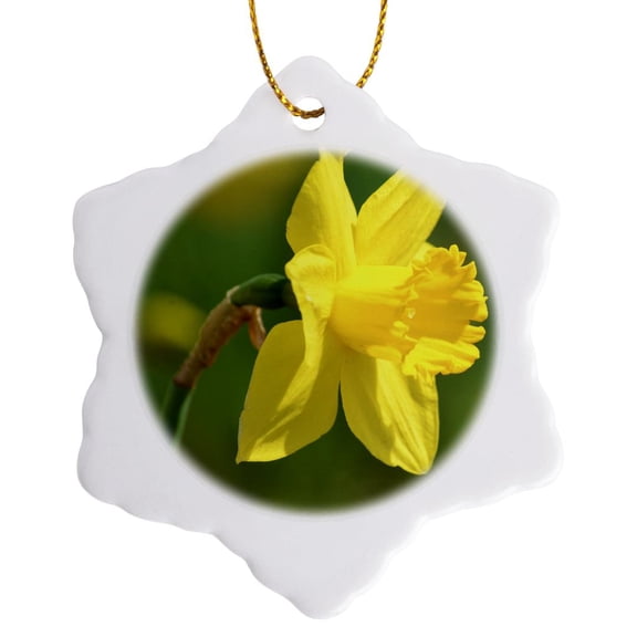 Pretty Spring Daffodil Flower- Floral Photography, 3 inch Snowflake Porcelain Ornament