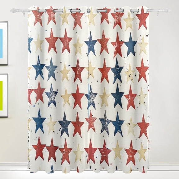 Pretty Stars Black Out Curtains 84 Inch Length Curtains for Sliding Glass Doors Bedroom Living Room 2 Pack