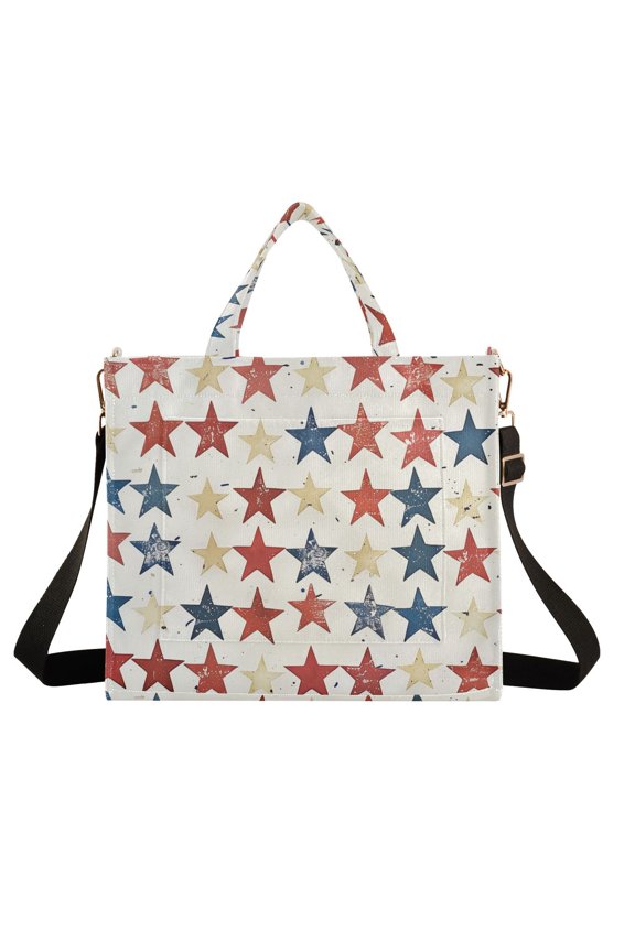 Pretty Stars Corduroy Tote Bag Handbag Large Messenger Bag Shoulder Crossbody Zipper Bag Purse