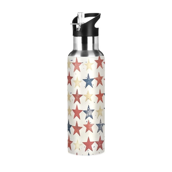 Pretty Stars Sports Water Bottle with Straw Lid Insulated Stainless Steel Leak Proof BPA Free Thermal Mug with Handle for Gym Yoga Cycling Camping
