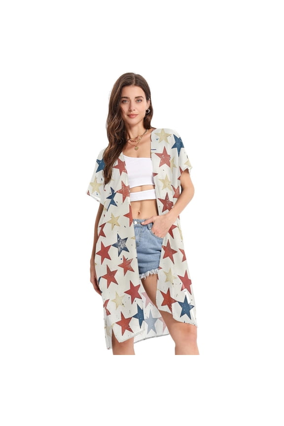 Pretty Stars Women Swimsuit Cover up V Neck Beach Dress Short Sleeve Vacation Outfits Swimwear