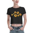 thumbnail image 1 of Pretty Sunflowers Leak Navel T-Shirt Black X-Large, 1 of 5