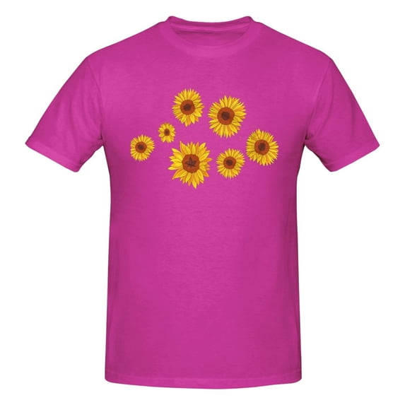 Pretty Sunflowers Men'S Basic Short Sleeve T-Shirt Fuchusia Xx-Large