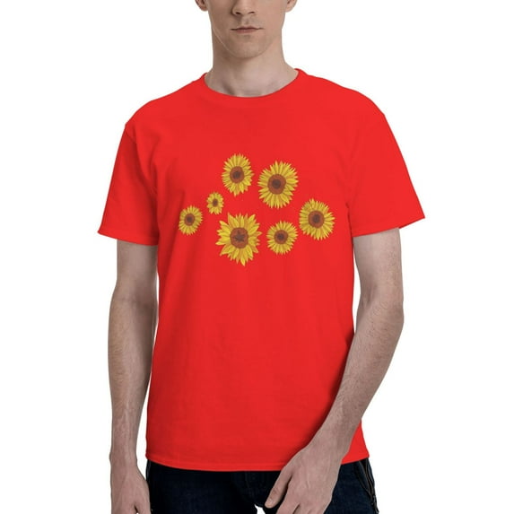 Pretty Sunflowers Men'S Basic Short Sleeve T-Shirt Red X-Large