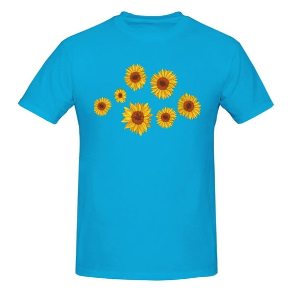 Pretty Sunflowers Men'S Basic Short Sleeve T-Shirt Spider Baby Blue 4x-Large