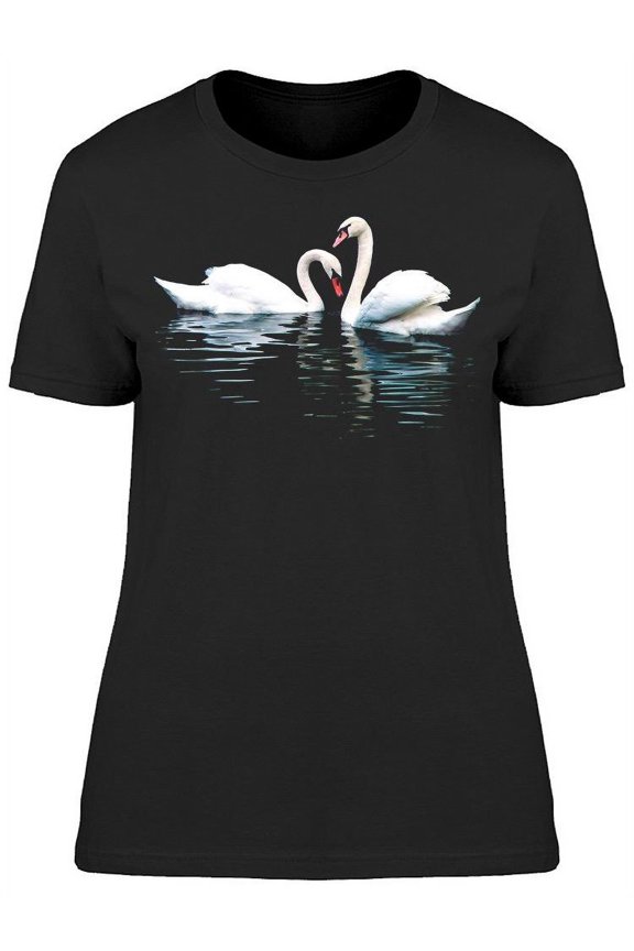 Pretty Swan Couple On The Water T-Shirt Women -Image by Shutterstock, Female Medium