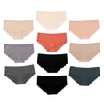 thumbnail image 1 of Pretty Sweet Intimates Laser Cut Seamless Cheeky Bikini Underwear with Lace, Scalloped, XL, 10 Pack, 1 of 6