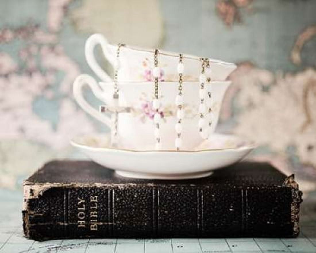 Pretty Teacup and Bible 1 Canvas Art - Susannah Tucker Photography (24 x 30)