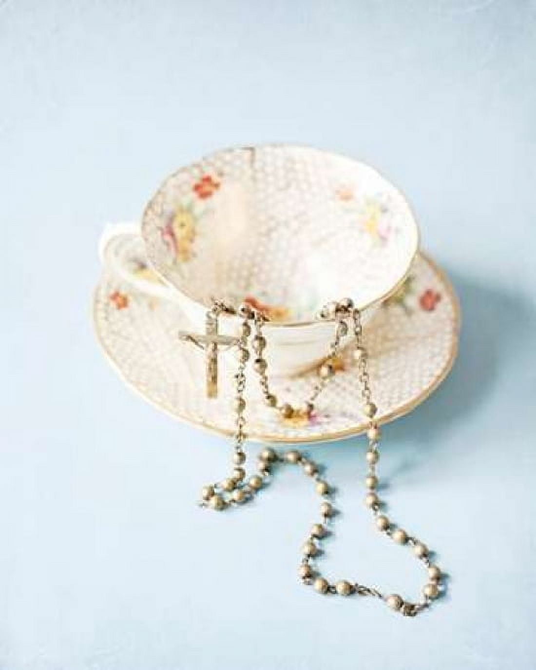 Pretty Teacup and Rosary 1 Canvas Art - Susannah Tucker Photography (24 x 30)