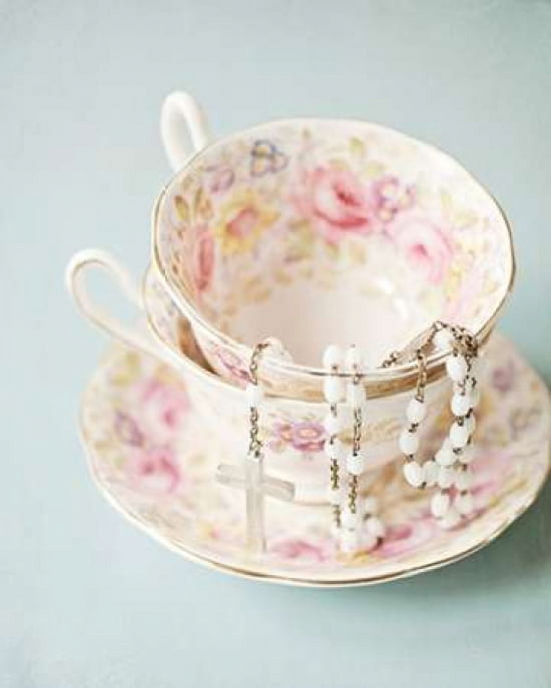 Pretty Teacup and Rosary 2 Canvas Art - Susannah Tucker Photography (24 x 30)