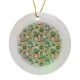 thumbnail image 1 of 3drose, Pretty Terra Cotta Potted Catus Pattern, Circle Porcelain Ornament, 1 of 7