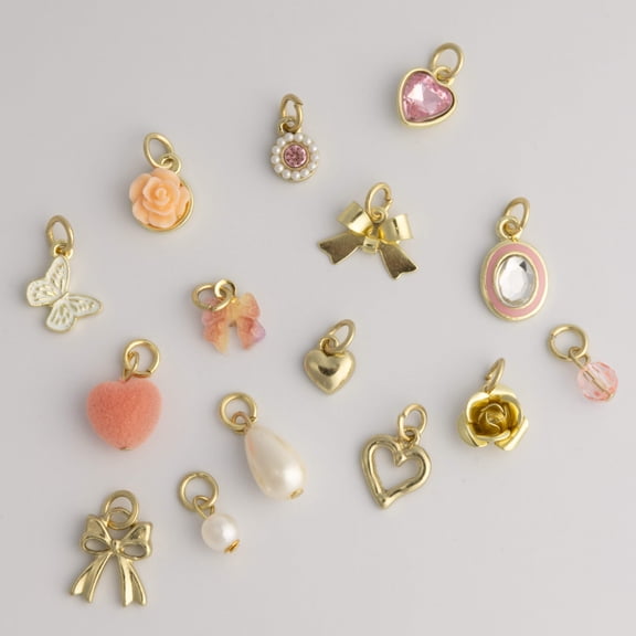 Pretty Things Charm Set Pink Pearl Charm Set of 15