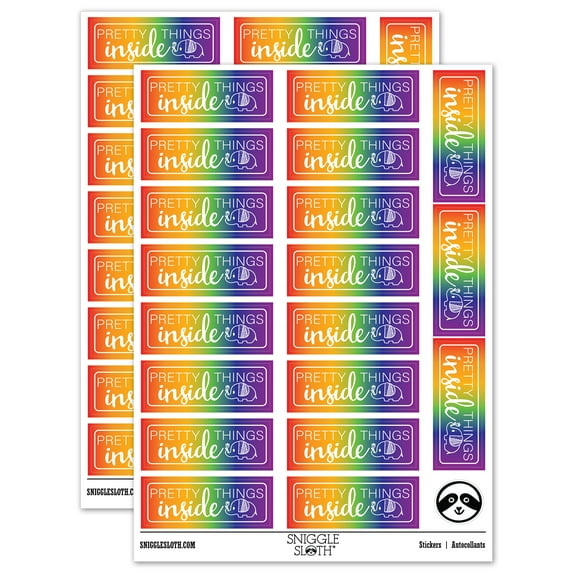 Pretty Things Inside Elephant Package Sticker Set - Rainbow - Matte Finish - 2.00" Large