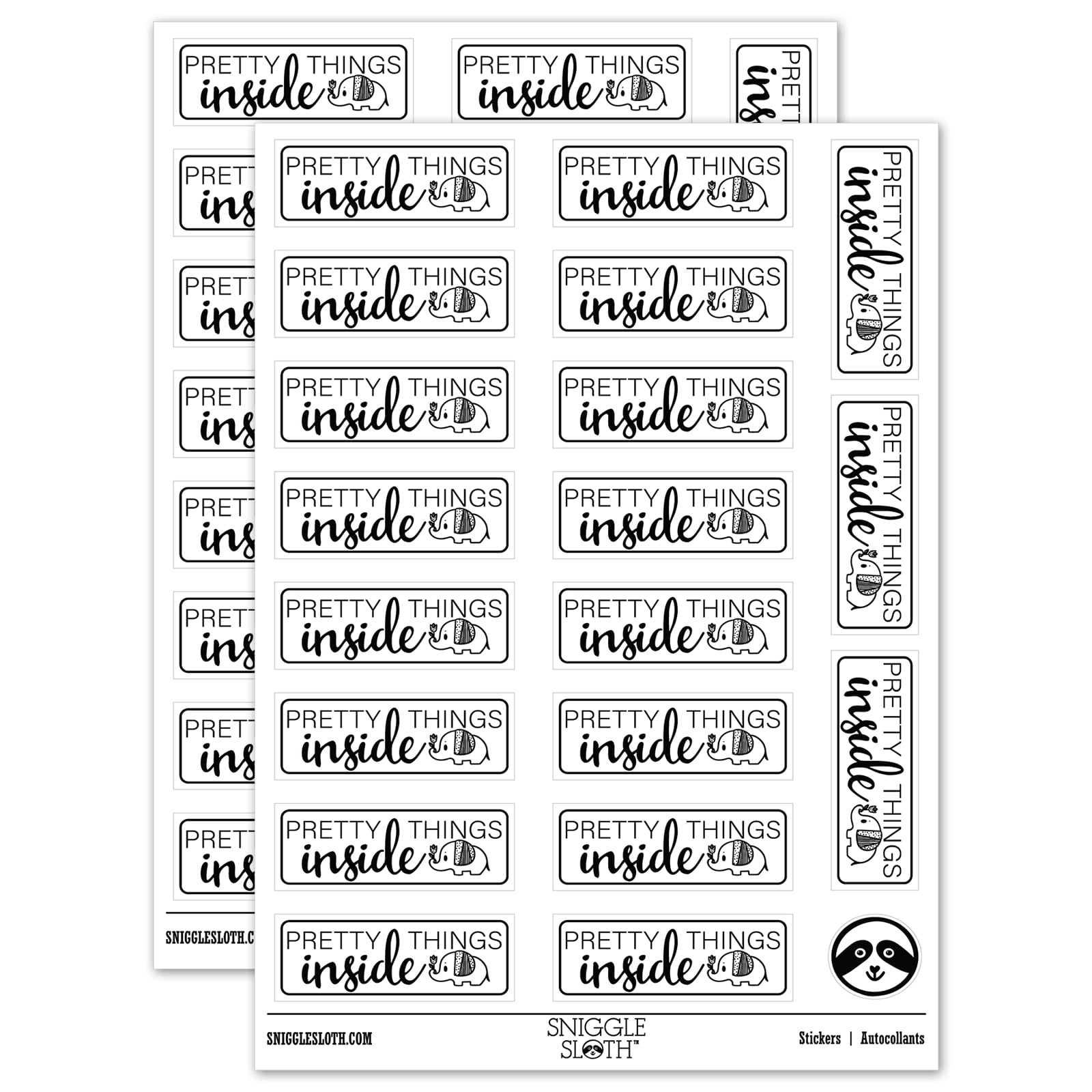 Pretty Things Inside Elephant Package Sticker Set - White - Gloss ...