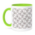 thumbnail image 1 of 3dRose, Pretty Vintage Gray Flowers and Leaves Vines Pattern, 15oz Two-Tone Green Mug, 1 of 7