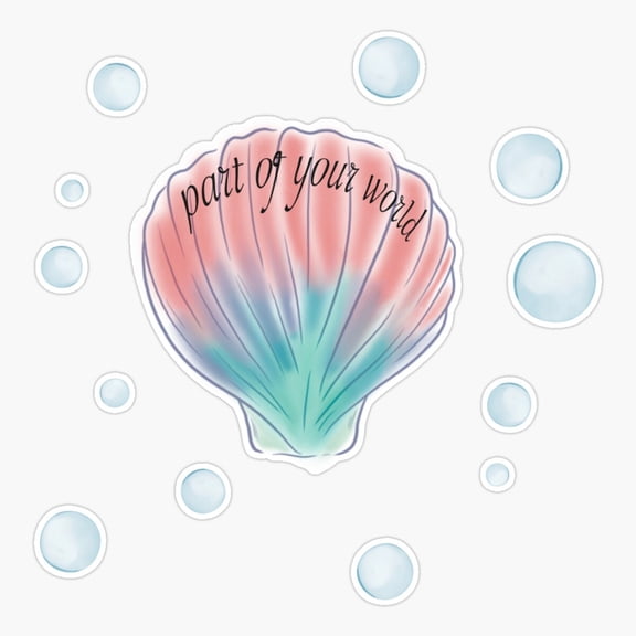 Pretty Watercolor Clam Design With Bubbles Sticker