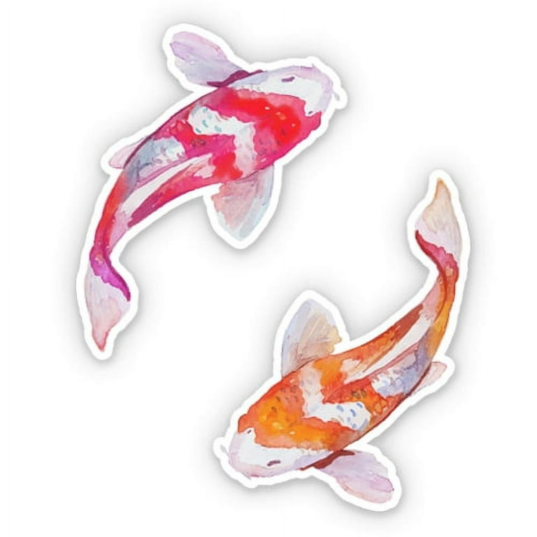 Pretty Watercolor Koi Fish - 3 Vinyl Sticker - For Car Laptop