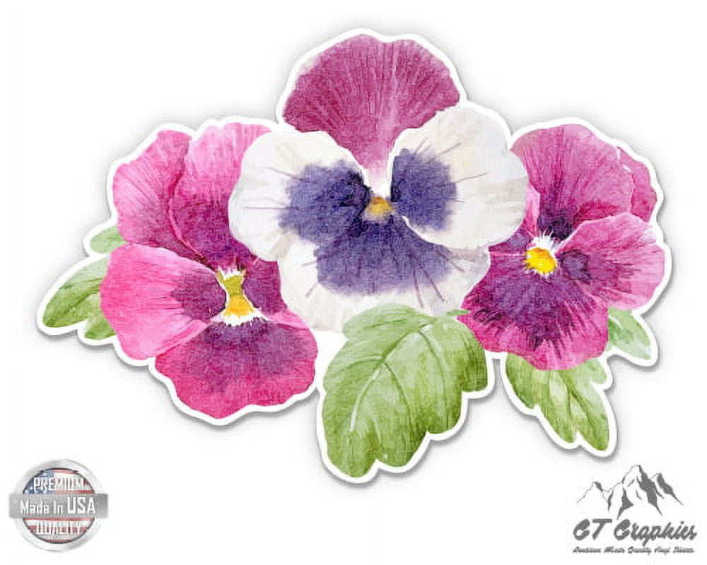 Pretty Watercolor Pansies 8" Vinyl Sticker For Car Laptop IPad Waterproof Decal