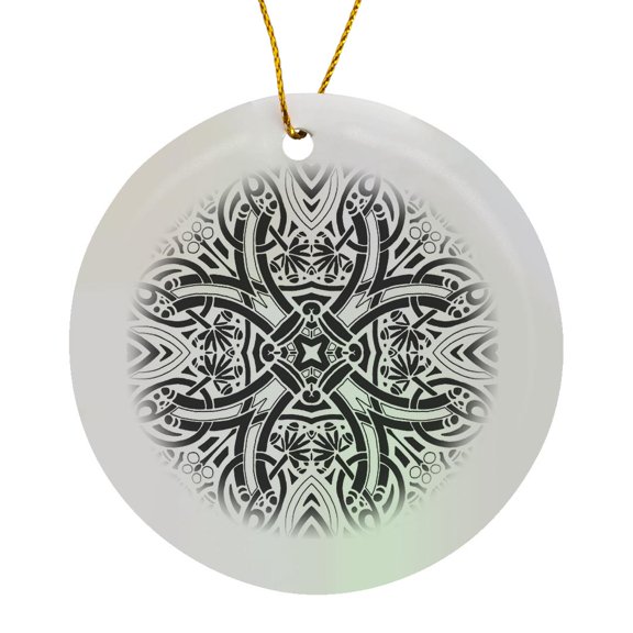 3drose, Pretty White Lace Pattern, Circle Porcelain Ornament