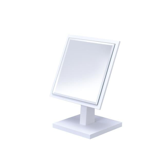 Chic Winter White Square Countertop Vanity Mirror with Wood Frame