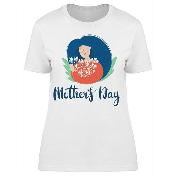 Pretty Woman Holding Flowers T-Shirt Women -Image by Shutterstock, Female Large