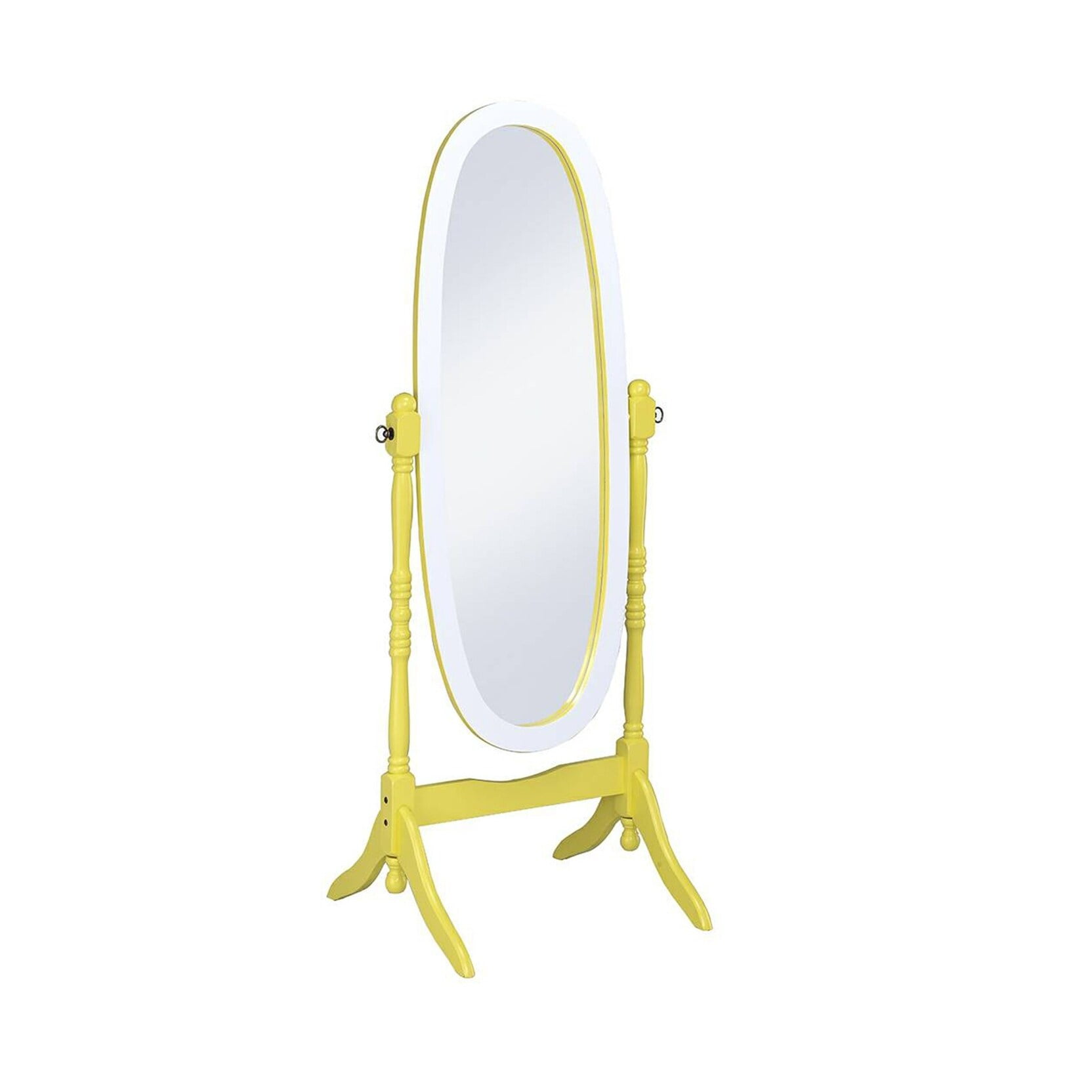 Elegant Full-Length Oval Freestanding Mirror in Vibrant Yellow