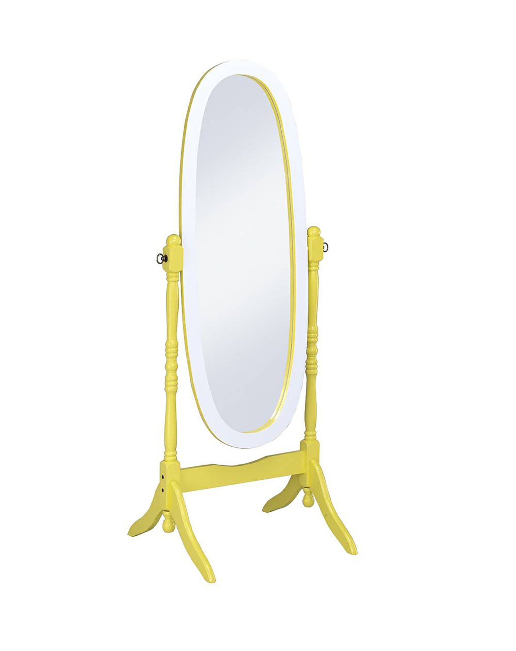 Elegant Full-Length Oval Freestanding Mirror in Vibrant Yellow