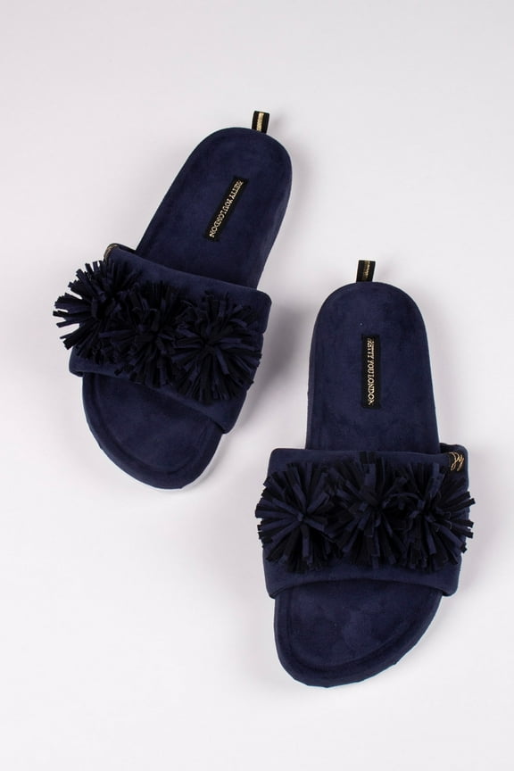 Women's Albany Hard Soled Tassel Slider Slipper in Navy