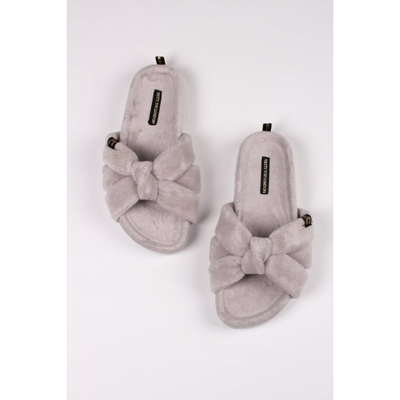 Pretty You London Women's Ariel Hard Soled Knot Slider Slipper in Gray