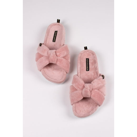 Pretty You London Women's Ariel Hard Soled Knot Slider Slipper in Pink