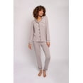 thumbnail image 1 of Pretty You London Women's Soft Breathable Bamboo Long Pajama Set in Mink, 1 of 4