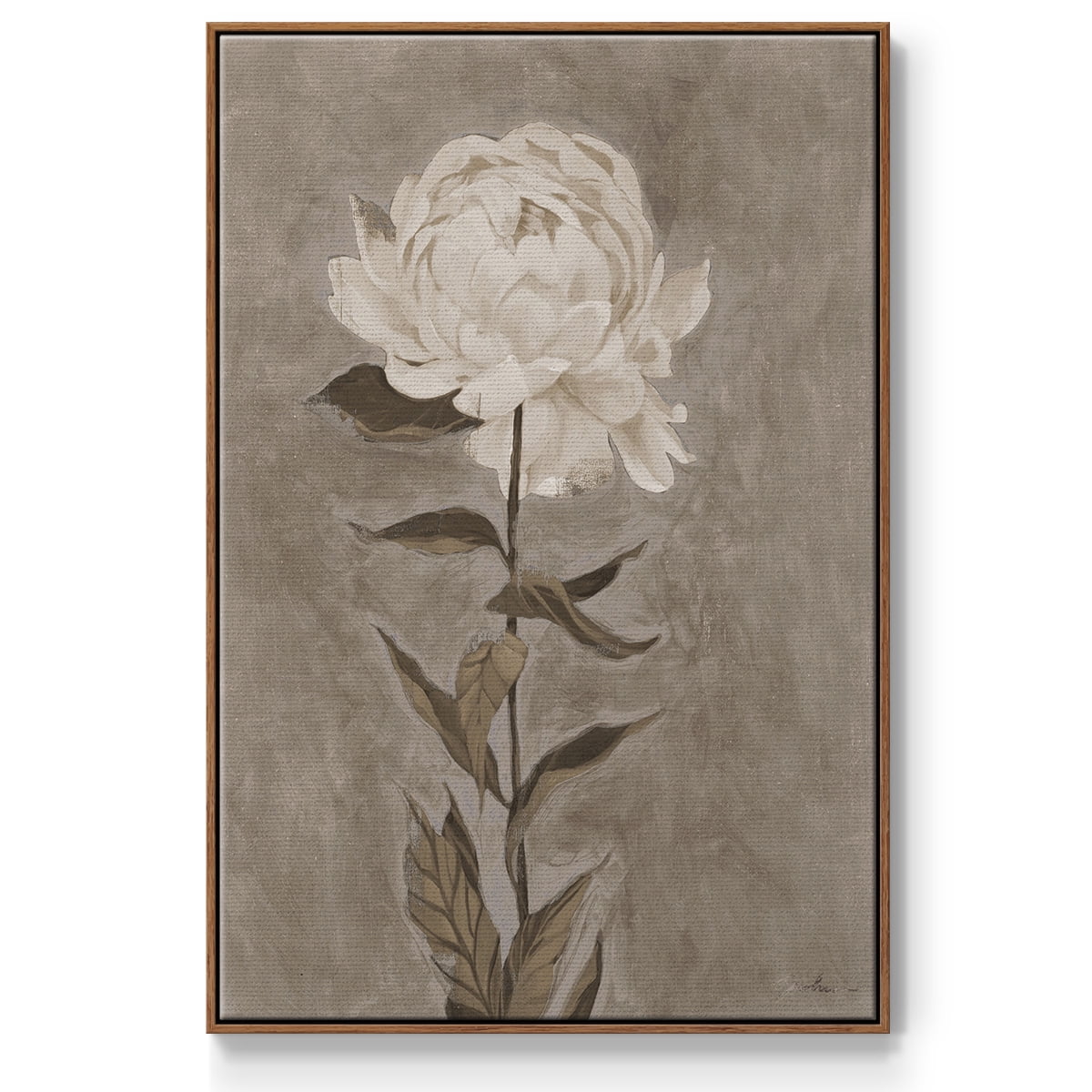 Pretty as a Peony I Framed Premium Gallery Wrapped Canvas - Ready to Hang - 17 x 25 - Walnut Floating Frame
