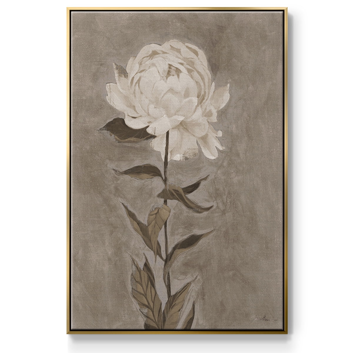 Pretty as a Peony I Framed Premium Gallery Wrapped Canvas - Ready to Hang - 25 x 37 - Gold Floating Frame