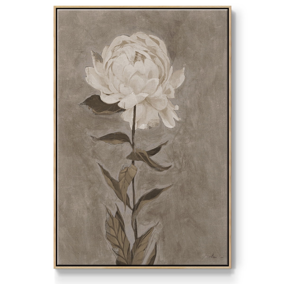 Pretty as a Peony I Framed Premium Gallery Wrapped Canvas - Ready to Hang - 27 x 41 - Natural Wood Floating Frame