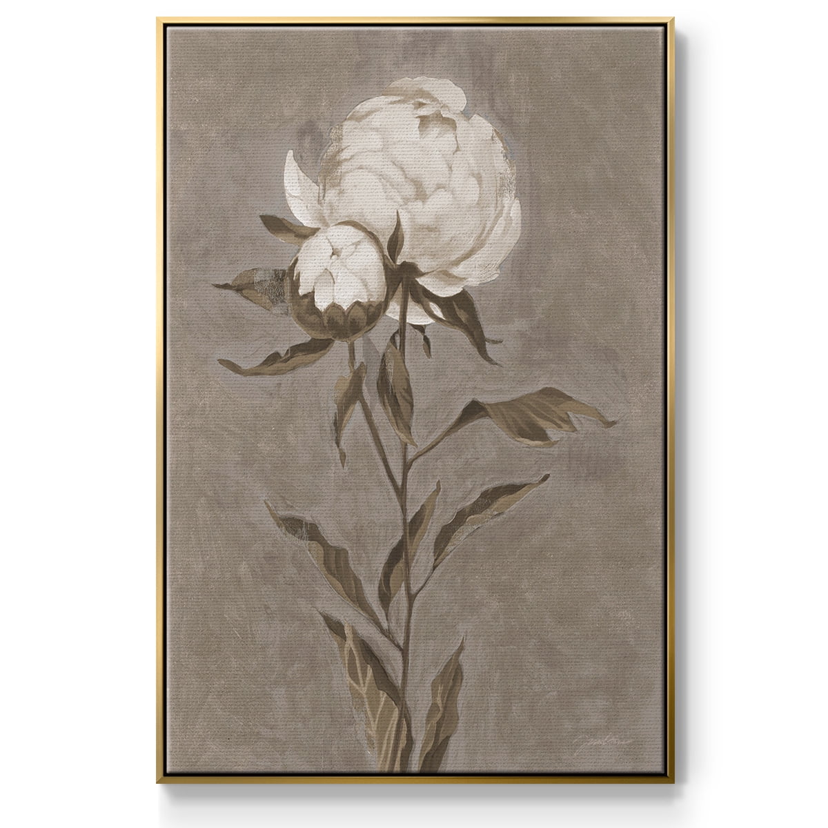 Pretty as a Peony II Framed Premium Gallery Wrapped Canvas - Ready to Hang - 27 x 41 - Gold Floating Frame