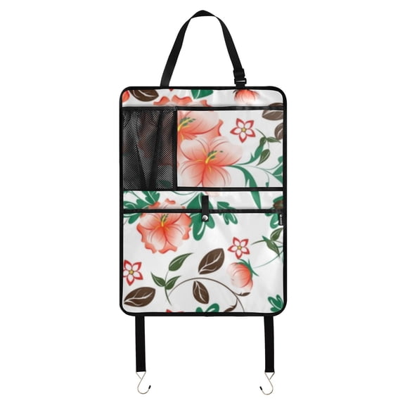 Pretty floral seamless pattern design Back Seat Cover + Pocket Storage Organizer, 215 Pack Multifunctional Kick Mats Backseat Protector