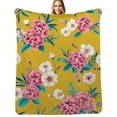 thumbnail image 1 of Pretty floral yellow background pattern Soft Blanket Travel Bedding Throws Flannel Bedspread Sofa Bed Cover, 1 of 6
