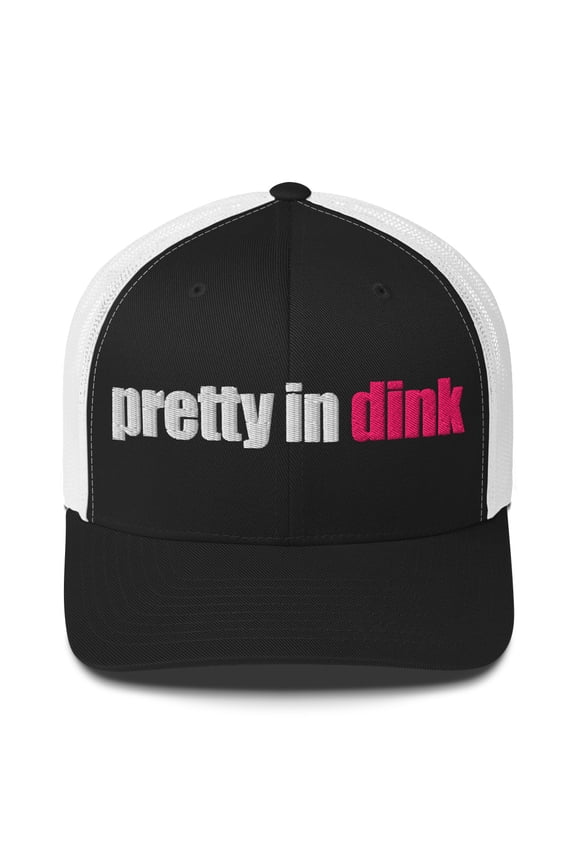 Pretty in Dink Pickleball Trucker Cap (Black/ White)