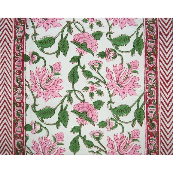 Pretty in Pink Hand Block Print Cotton Table Runner 72" x 15"
