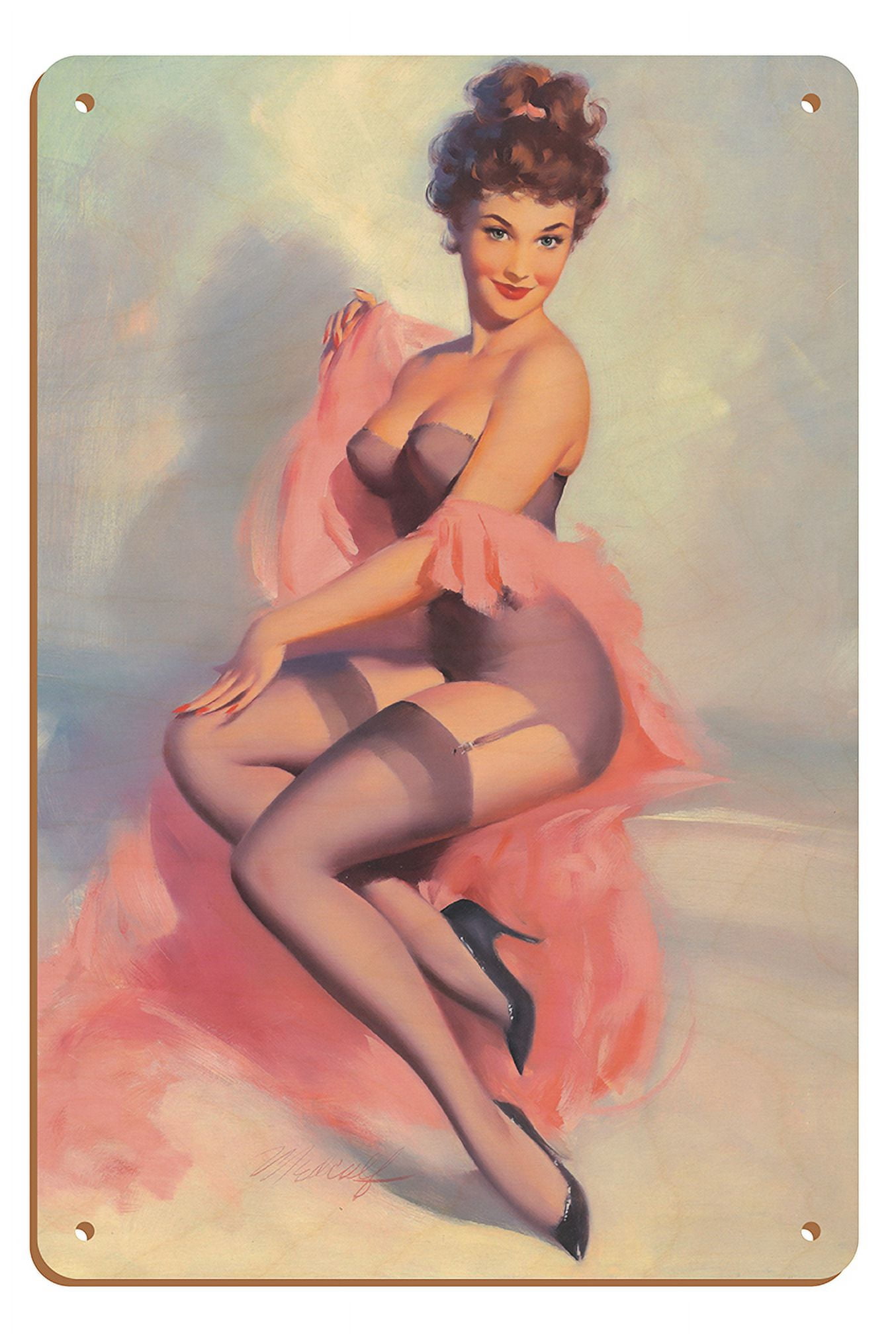 Pretty in Pink - Vintage Pin Up Girl Print by William Medcalf c
