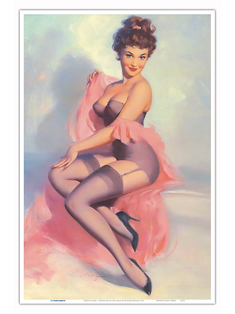 Pretty in Pink - Vintage Pin Up Girl Print by William Medcalf c