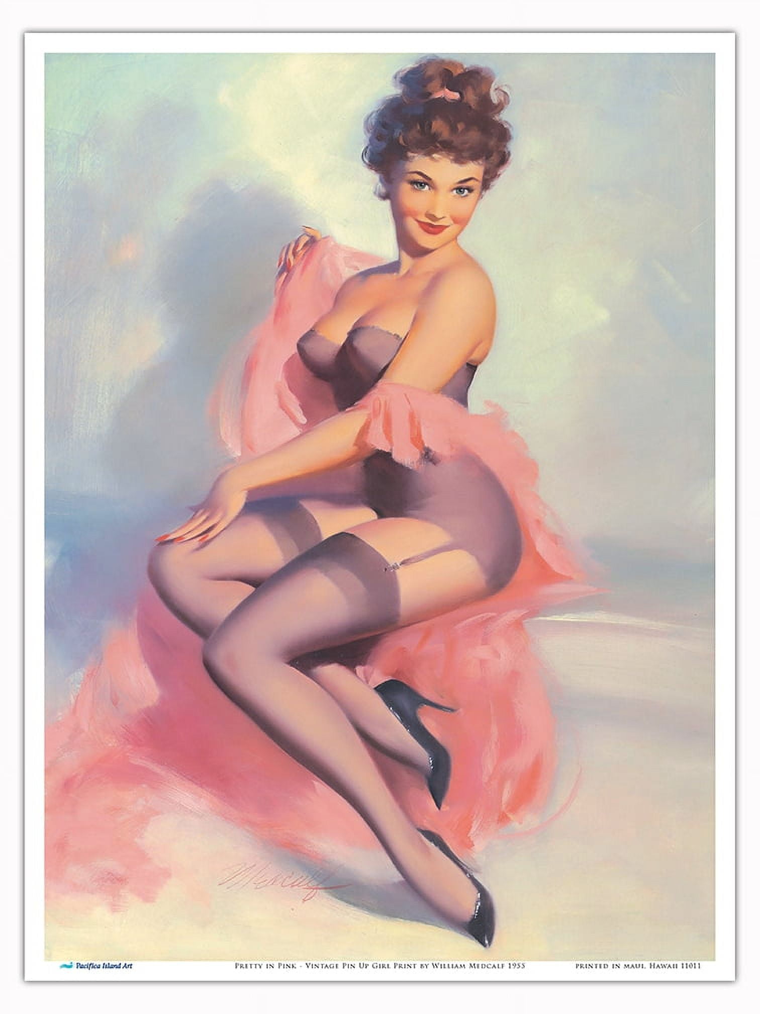 Pretty in Pink - Vintage Pin Up Girl Print by William Medcalf c