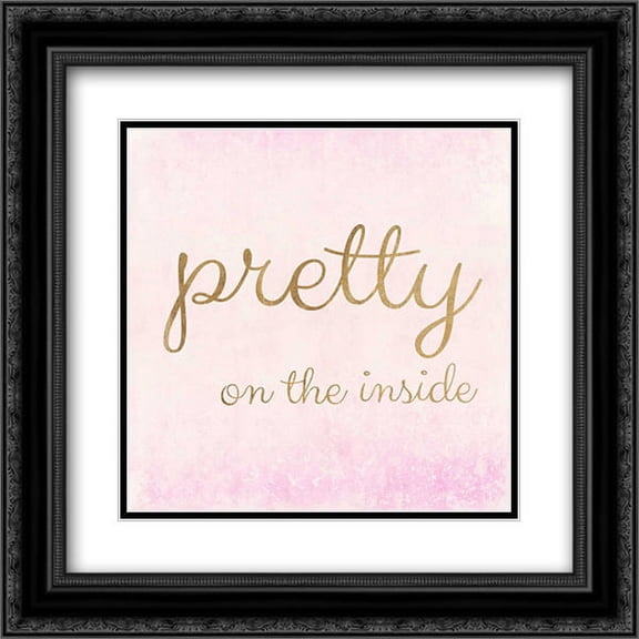 Pretty on the Inside Pink 2x Matted 20x20 Black Ornate Framed Art Print by Amori, Miyo