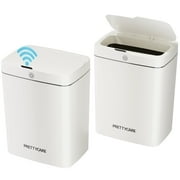 PrettyCare 2 Packs Trash Cans, 4.6 Gal Automatic With Lid Touchless Small Plastic Garbage Can, for Kitchen,Living Room,Bedroom, Bathroom, White, GW01