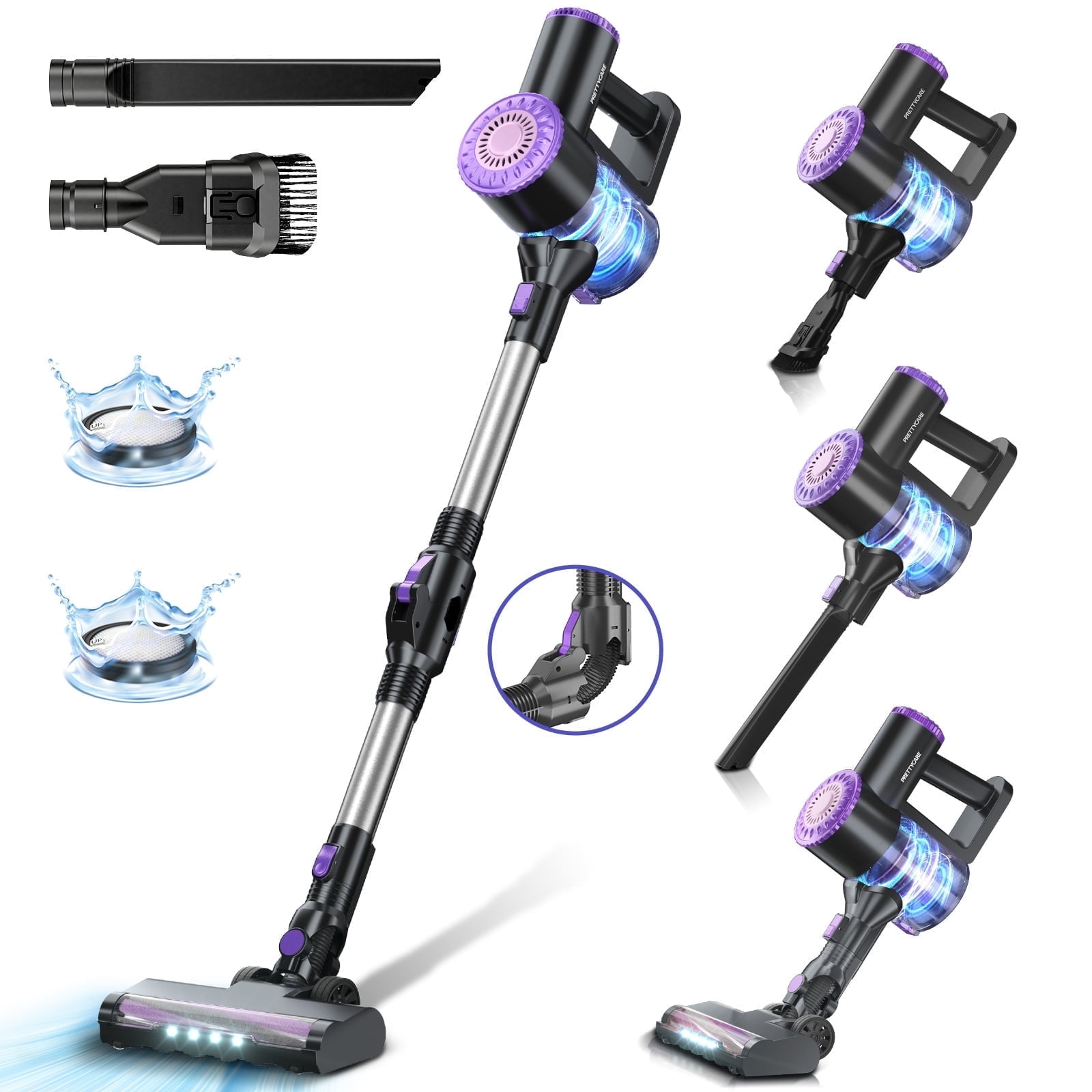PRETTYCARE スティッククリーナー PrettyCare Cordless Vacuum, Lightweight Stick for Carpet, Hardwood